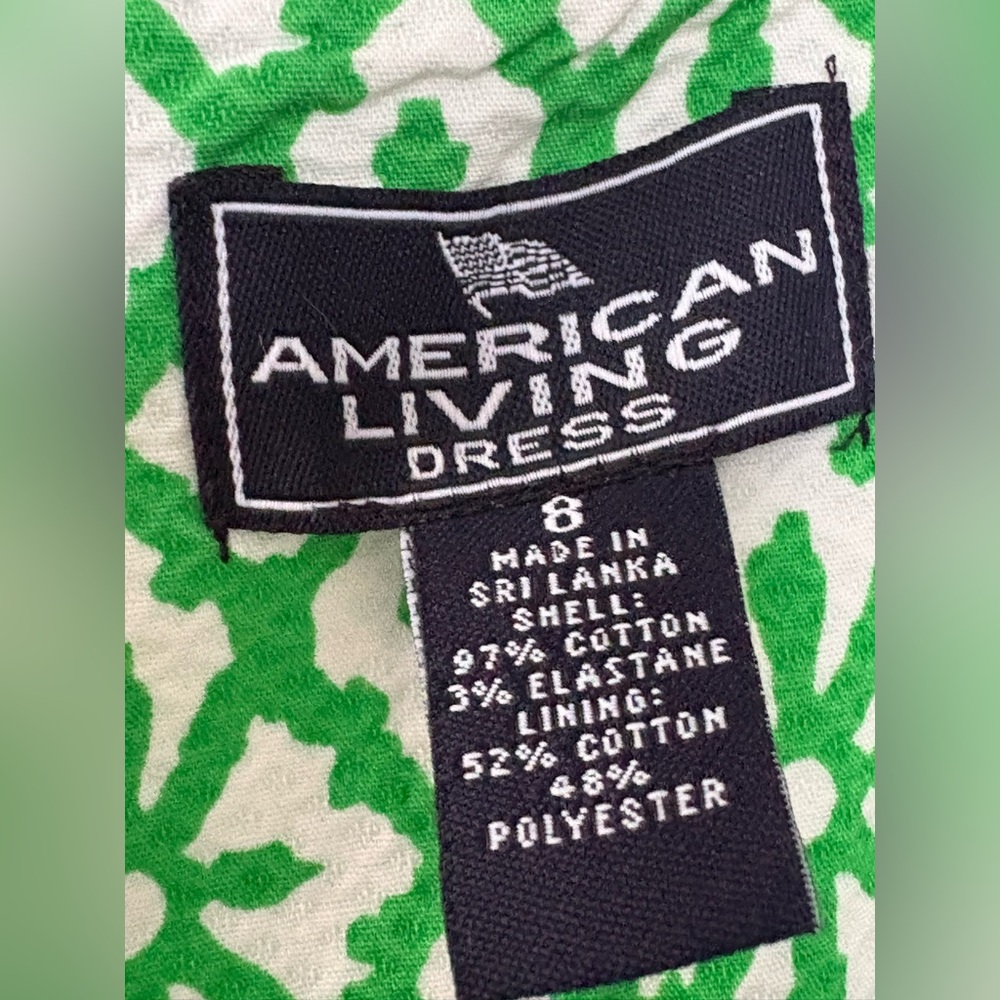 American Living Green & White Geometric Floral Sheath Dress - Size 8 - Picture 13 of 16